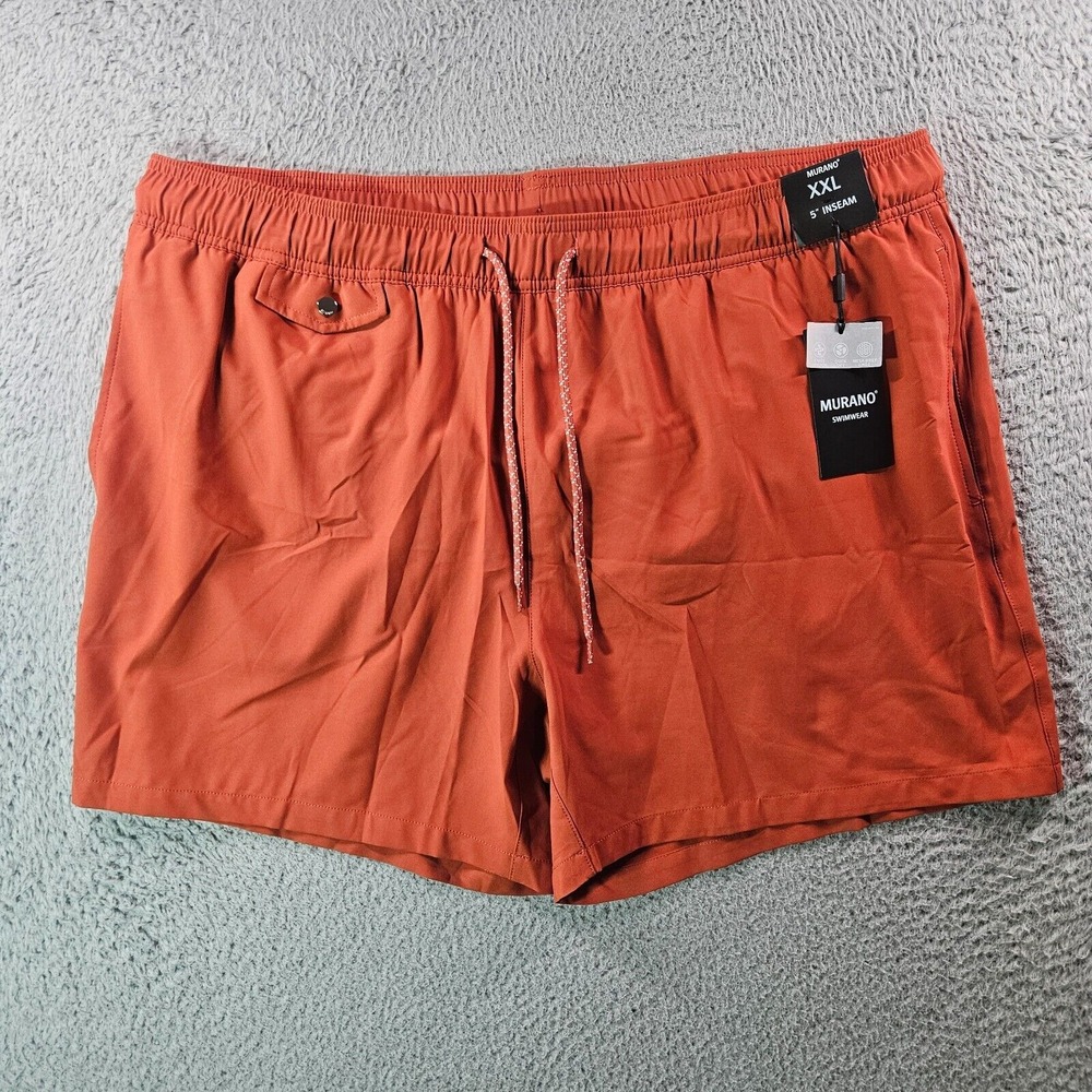 NWT Murano Swim Shorts Trunks Men XXL‎ 5" Inseam Lined Strech Dark Brick Orange